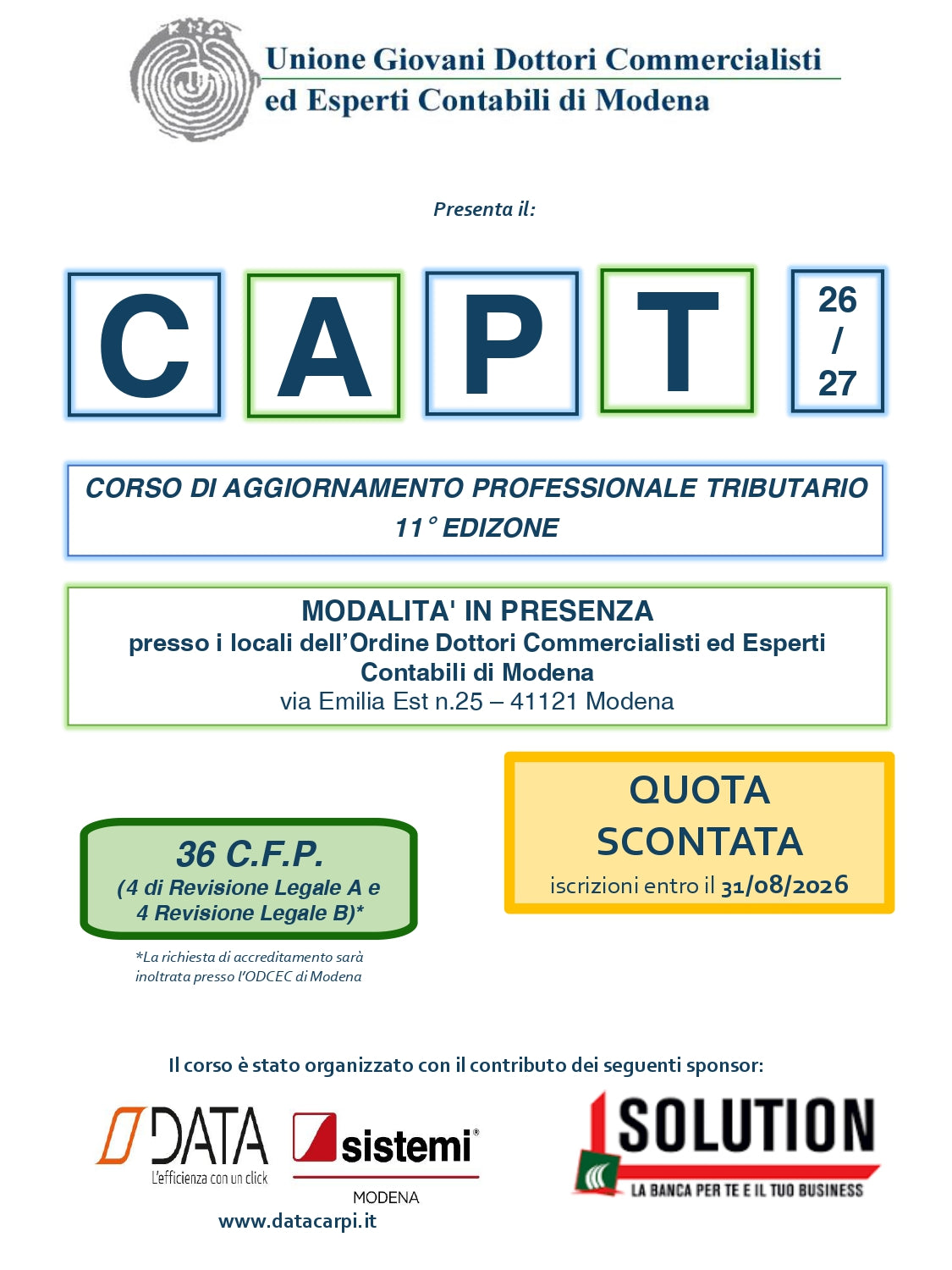 CAPT 11A EDIZIONE 2026-27 - NON SOCIO
